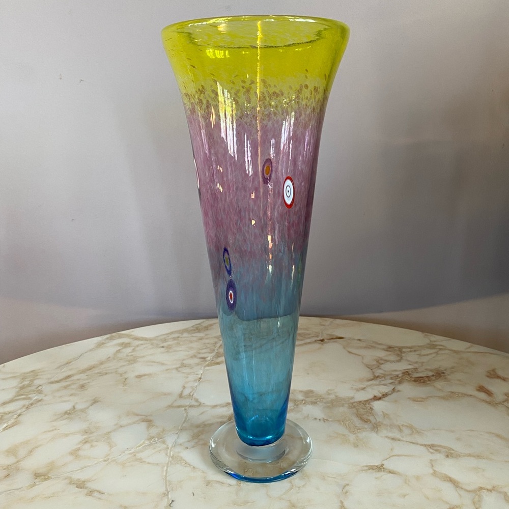 Ingrid & Ken Hanson signed Merano glass tall vase